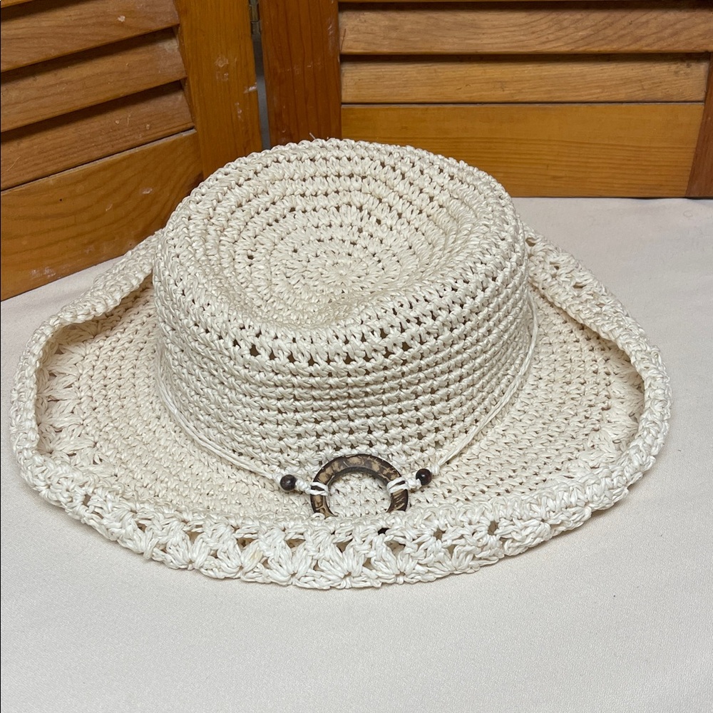 Cream Crochet Sun Hat